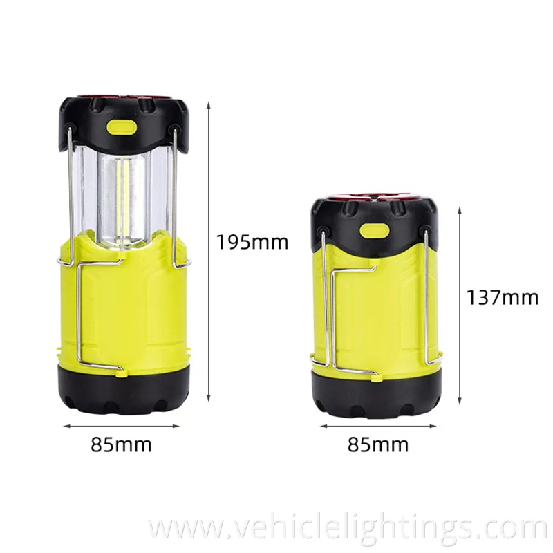 Outdoor Portable Hot Sell COB Super Bright LED Camping lights Collapsible Camping lights Battery/USB Powered